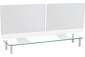 Charles Jacobs Dual/Twin Monitor Riser Stand - 100cm Wide - Clear 12cm Tall