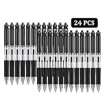Stylos à Bille Encre Gel, GXR Stylos Noir Gel Rétractables 0.7mm Roller Stylos(Lot de 24)