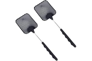 JchEnye 2 Matamoscas Extensibles Manuales de Plástico Negro - Ideal para Controlar Moscas, Mosquitos, Avispas y Otras Plagas