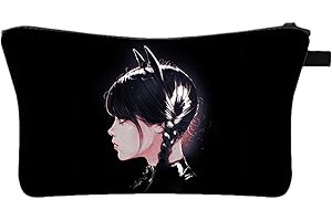 POLOGMASE Sac à cosmétiques Mercredi Addams, Maquillage Addams Movie Mercredi Fans Cadeau Addams Movie Merchandising pour Femmes et Filles, Mercredi Noir, Maquillage