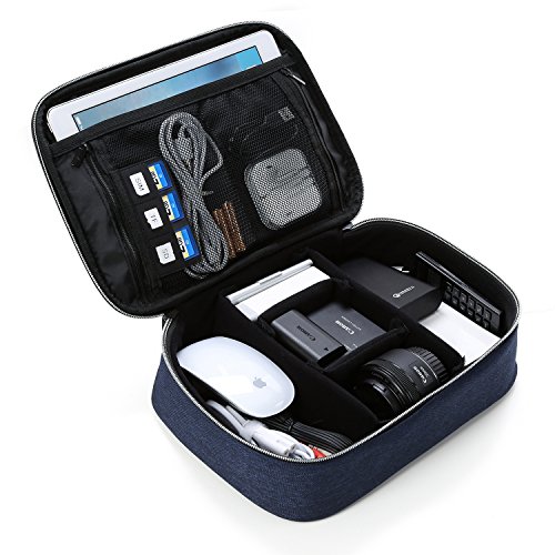 BAGSMART Universaltasche Eletronik Organizer für Kabel, Externe Festplate, ipad mini, Objektive Blau