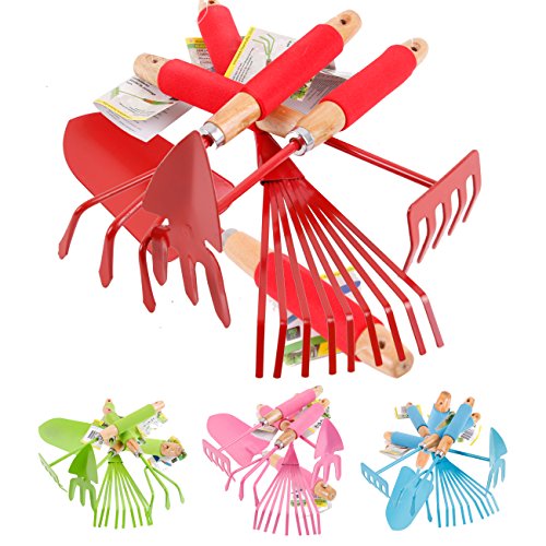 Gartenwerkzeug Set 5-teilig - Kleingeräte Grundausstattung für Garten & Balkon (Rot)