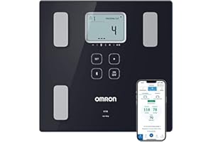 Pèse-personne intelligent Bluetooth OMRON VIVA, avec moniteur de composition : masse graisseuse, graisse viscérale, masse de muscles squelettiques, métabolisme au repos et IMC, Noir