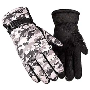 AutokraftZ Anti Slip 1 Pair Hand Gloves Winter for Men and Boys Motorcycle Driving Riding for Bike/Cycling_L (Grey)