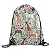 Produktbild gthytjhv Borsa da trasporto Drawstring Backpack Kids Adults Waterproof Bag for Gym Traveling Boxer Dog Florals Mint Flowers Lightweight Unique 16.9x14.2