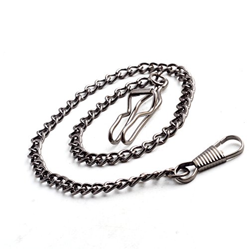 Clip Pocket Watch Chain Black - BoShiYa Metal Alloy Vest Belt Plated Chain Approx 14.17''