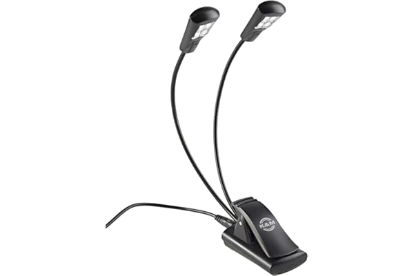 K&M 12245 Lampe de pupitre Double4 LED FlexLight Schwarz - Fixation par clip - 2 cols de cygne flexibles, 2 x 1700 Lux