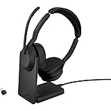 Jabra Evolve2 55 - schnurloses Stereo-Headset mit Ladestation und Jabra Air Comfort - Mikrofone mit Geräuschunterdrückung & A