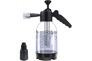 HI-Y2KGIRLS Snow Foam Pump Sprayer, Car Foam Sprayer, 2L Hand Pneumatic Foam Cannon Pressure Atomizer Pump Sprayer, 2 Types of Nozzle High/Air Pressure Washer for Window Cleaning Car Washing (Transparent)