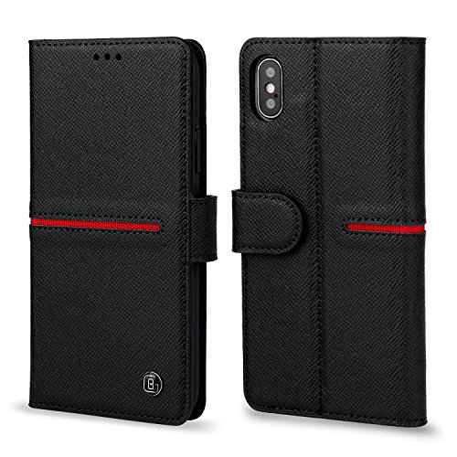 MILAN NICE Coque iPhone X/iPhone XS Antichoc Etui Portefeuille à Rabat en Cuir Véritable avec Fonc MILAN NICE Coque iPhone X/iPhone XS Antichoc Etui Portefeuille à Rabat en Cuir Véritable avec Fonc