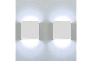 CHEVVY 2 Pezzi Applique LED Interni 7W Luce Bianco Fredda 6000K Quadrate Bianche Lampada da Parete Interno Classico