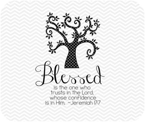 Grey and White Chevron Pattern Bible Verse Mousepad,Confidence is in Him Non-Slip Rubber Mousepad Mouse Pads / Mouse Mats Case Cover