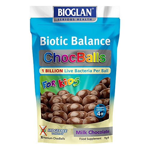 Bioglan Biotic Balance Milk Choc Balls for Kids, 1 Billion CFU Probiotic per ball, suitable for Vegetarians, Source of Fibre and Calcium. - 30 balls