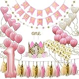 Tema de la princesa rosa: llena el área de tu fiesta con una combinación clásica de tonos brillantes, brillantes y suaves en rosa, dorado, melocotón y blanco. Deja que tu hija tenga el primer cumpleaños como una princesa.