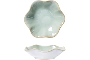 AREFEN Ceramic Spoon Rest 2pcs,Tea Bag Holder Dish,Flower Shape Spoon Holder Kitchen,Sauce Dishes,Sushi Soy Dipping Bowl,Coffee Station Decor Coffee Accessories New Home Gifts Home Decor (Green)