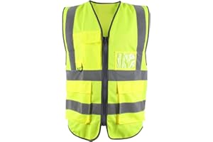 Blackrock Premium Hi Vis Vest With Pockets, ID Pouch & Key Loop, Mens Womens Reflective High Vis Vests with Pockets & Secure Zip, Safety Vest Security Clothing, Fully EN Certified