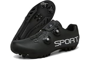 ENEN Scarpe MTB Uomo, Scarpe da Ciclismo Uomo, Scarpe Spinning Donna, Scarpe MTB SPD, Scarpe Mountain Bike Compatibili con Pedali SPD 2 Bulloni con Tacchette, Nero Bianco Scarpe Bici