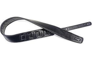 Stagg 22449 Sangle de guitare en cuir rembourré style noir