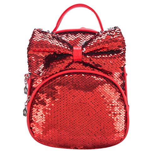 Preisvergleich Produktbild Dorical Kinderrucksack Glänzende Pailletten Rucksäcke Teenager Mädchen Party Mini Schultaschen,Schule Tasche Rucksack for Kinder Baby Jungen Mädchen Kleinkind 2-6 Alte(Rot)