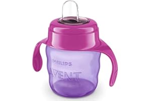 Philips Avent SCF551/03 - Vaso con boquilla silikonowa para niña, válvula antigoteo, sin BPA, para niemowlęca 6 sztuk, 200 ml, kolor różowy