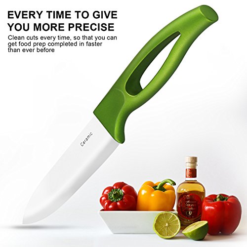 Top Qualität Köche Keramik Messer ein Set + Sicherheit elastikfutterale für geschnittenes Obst Gemüse & Fleisch sehr hot Sales Schablone Kochen jetzt kaufen. - 5