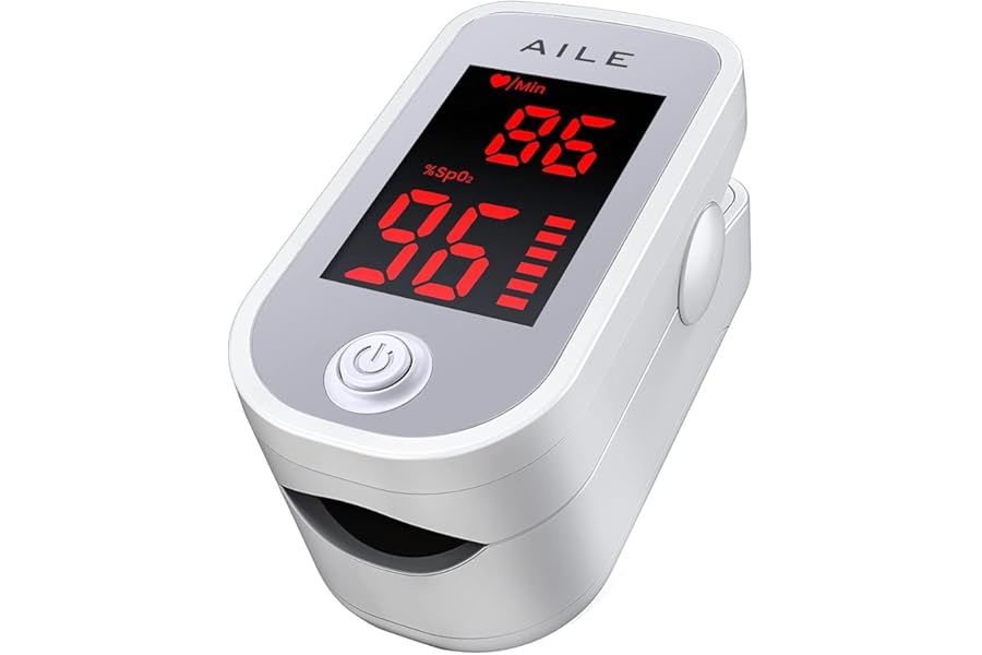 AILE Pulse Oximeter Oxygen Meter Adults Accurate Fast Easy Larger Red Screen Oxygen Monitor with Lanyard Blood Saturation Monitor -O2 Saturation Meter Pulse-Oximeter