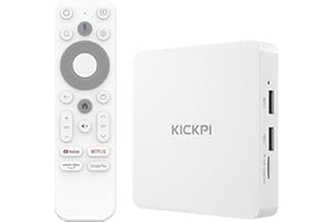 KICKPI KP1 Android TV Box 2025 Google Certified 4K Streaming Device with Voice Search 2GB RAM 32GB ROM, Dolby Audio, Bluetooth 5.0 Chromecast Built-in, Smart Home Control (White)