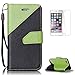 Produktbild CaseHome iPhone 6/6S 4.7 PU-Leder Etui (mit Frei HD Schirm-Schutz) Stilvoll Elegant Muster Gedruckt Entwurf Stoßfest Rutschfest Schutz Brieftasche Fall Abdeckung Schale Haut Stoßstange Magnetischer Flip Stand-Funktion mit Handschlaufe und Kreditkarten-Steckplätze Passen für Apple iPhone 6/6S 4.7-Schwarz und Grün