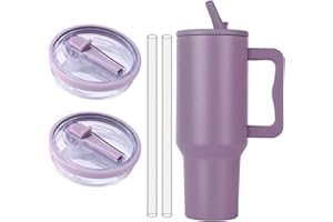 HIGROPCORE Ersatzdeckel für 40oz Becher Wiederverwendbarer Auslaufsichere und Staubdichte Tumbler Abdeckungen Becher mit Strohhalm Deckel Ersatzdeckel für Stanley Cup Zubehör (Lila(2pcs))