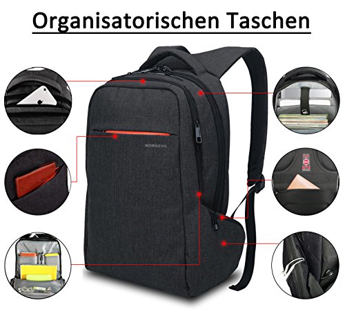 Norsens NS3130B Laptop Backpack  geignet f  r bis zu 15 6-Zoll-Laptops Notebook  Schwarz