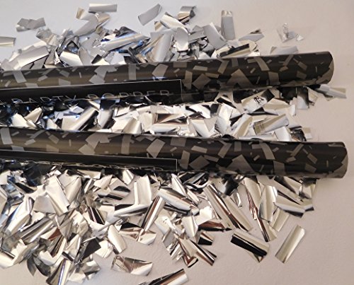 GW Handels UG 2er Set Konfettikanonen XL 80 cm Party-Popper Konfetti-Shooter Silber metallic Partykanonen Konfettibombe Hochzeit Geburtstag Silvester