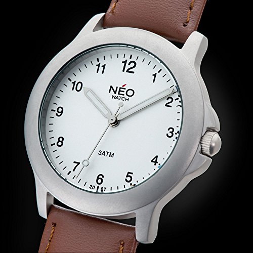NEO watch PURE SILVER Herrenuhr Armbanduhr Edelstahlgehuse Lederarmband Silber Analog Quarz N5-004 NEO watch PURE SILVER Herrenuhr Armbanduhr Edelstahlgehuse Lederarmband Silber Analog Quarz N5-004