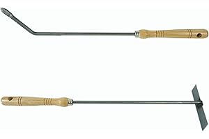 NOVATOOL Juego de accesorios para chimenea de hierro con mango de madera, utensilios para chimenea, atizador, rascador de brasas (1, hierro y gancho para fuego)