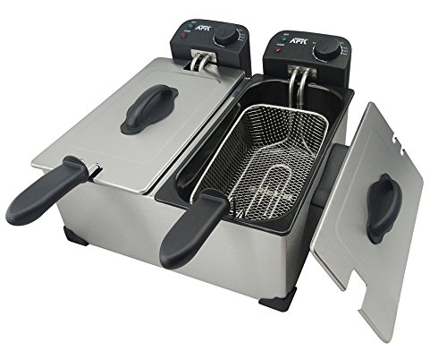 Edelstahl doppelt Fritteuse Friteuse Frittöse Fritöse 2 x 3 Liter 4400 Watt - 2