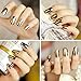 Teenxful 2 Sheet Nail Art Polish Gold and Silver Sticker Patch Full Wraps Tips 32pcs for Women