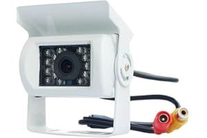 PolarLander 12V 24V Truck Backup Camera Heavy Duty 18 LED IR Visione Notturna Veicolo Impermeabile Telecamera Posteriore per rimorchio/Pickup/RV Bianco