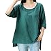 Produktbild Damen Bluse Dasongff Frauen Lose Pullover Baumwolle und Leinen große Bluse Langarmshirt T-Shirt Oberteil Tops Bluse Plus Größe L~4XL (Grün, 4XL)