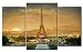 Produktbild TOP XXL Bild auf Leinwand PARIS EIFELTURM BILDER 3 Teile Art-Nr. AMXL30334 HDR Bilder fertig gerahmt auf echtem Keilrahmen. Kunstdruck als Wandbild auf Rahmen. Günstiger als Ölbild Gemälde Poster Plakat mit Bilderrahmen RIESIG! Günstig MADE IN GERMANY!