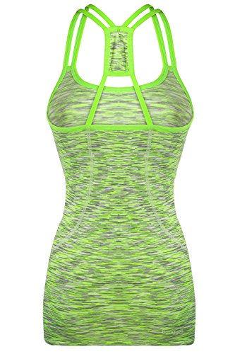 Bongual Slim Fit Damen Running Sporttop Ringerrücken Unterhemd Stretch Sommer-Top fuer Yoga, Fitness - 2