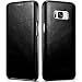 Produktbild Mobiskin Tasche für Samsung Galaxy S8 | Case mit Echt-Leder Außenseite für S 8 (SM-G950) | Schutz-Hülle seitlich aufklappbar | Ultra-Slim Cover | dünne Handy-Hülle | Etui | Schwarz Vintage