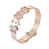 Heideman Armband Damen Mesh aus Edelstahl Silber oder Rosegold farbend poliert Armkette mit Charms Charmband für Frauen mit Swarovski Zirkonia Stein Weiss als Bracelet Crystal hb2812-8-1