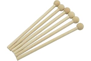 HUGEDE 8 Pcs 8 Inch Wood Mallets Percussion Sticks Round Head Hammer for Xylophone Chime Wood Block and Bells