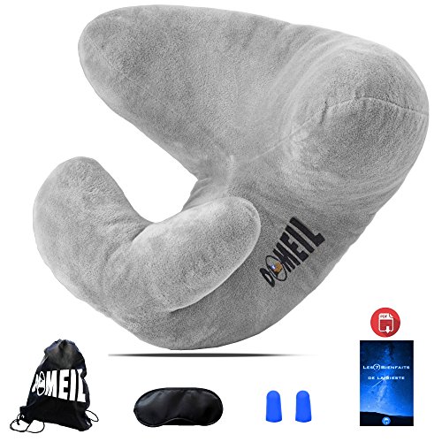 Preisvergleich Produktbild Reisekissen-Nackenkissen Domeil © zervikal-ergonomisch-ultra weich Kissenstützen Hals / Kopf-Hals-ideal für Flugzeug-Car-Bus-Zug ANGEBOT E-Book- Schlafmaske Ohrstöpsel - Beutel / Haus