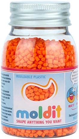 Moldit Orange 65g (mouldable plastic - like polymorph, plastimake, instamorph) - Available in 8 different colours