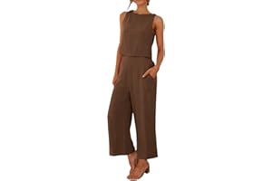 Gyaimxfu 2024 Conjunto Chandal Deportivo Mujer Verano Moda Algodón y Lino Suelto Pantalon y Blusa Fresco y Transpirable Vacaciones Ropa Para El Hogar Fiesta Oficina Negocios Vestir Playa