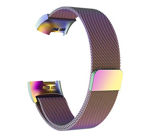 Preisvergleich Produktbild Luckhome Uhrenarmband Serie Lederarmband Ersatband Mit Edelstahl Metall Schließe Classic Armband Ersatz Band Milanese Edelstahlarmband mit Armband für Fitbit Charge 3Mehrfarbig