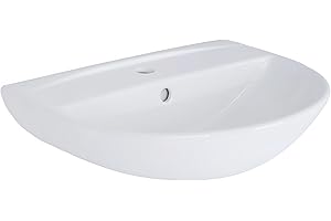 ‎BELVIT Belvit Keramik Waschbecken 60cm - Kompaktes Tulpen Wandwaschbecken mit Hahnloch - Stilvolles Modell für Bad & Gäste-WC - Weißes Design-Becken aus robuster Sanitärkeramik