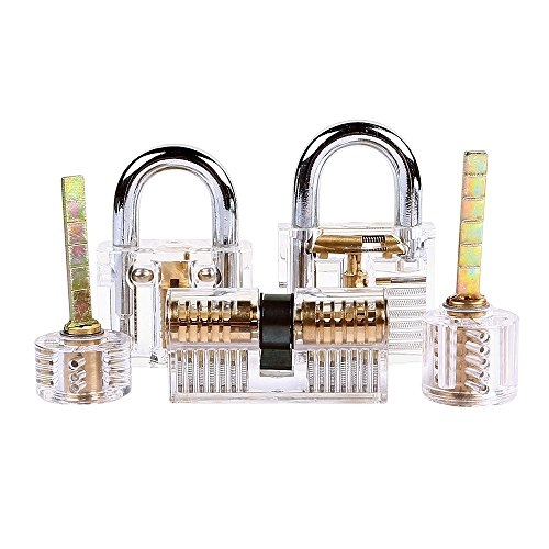 Preisvergleich Produktbild LTC ® 5 Stück Bügelschlösser Kit Lockpicking-Set Haustürschloss Übungsschlösser incl. Bügelschloss Vorhängeschloss Manipulationszylinder