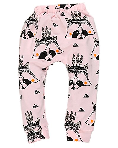 Zhuannian Baby Boys Girls Cartoon Animal Print Elastic Waist Harem Pants (6-9months, Pink)