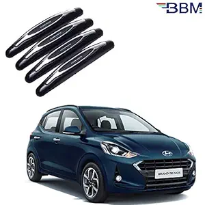 BBM Compact Stylish Plastic Chrome Finish Universal Car Door Guard for Hyundai i10 Grand Nios 2019 2020 2021(Pack of 4) (Black)